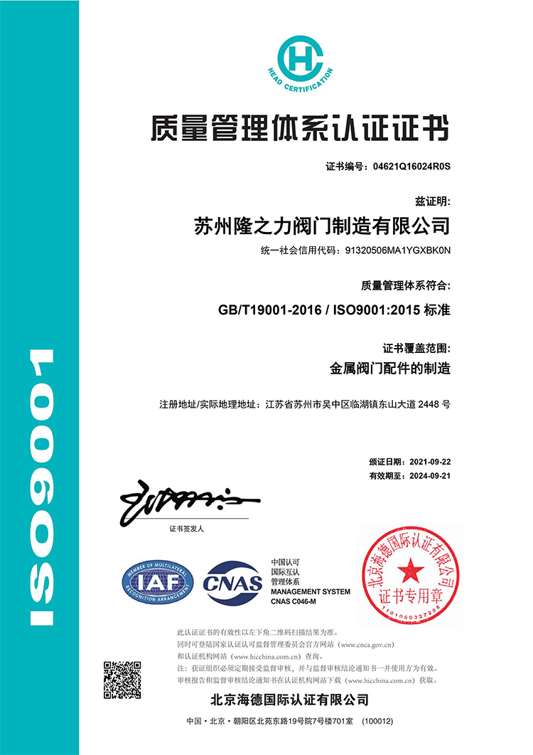 ISO9001质量管理体系认证-中文